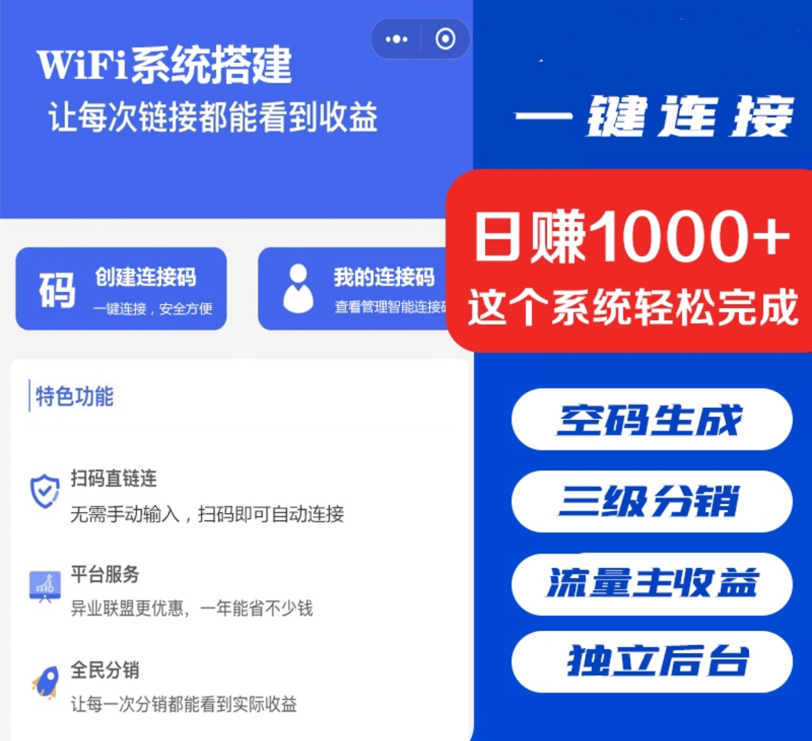 WiFi营销小程序共享WiFi门店一键免密码连接WiFi流量主分销小程序 - 智识科技网-智识科技网