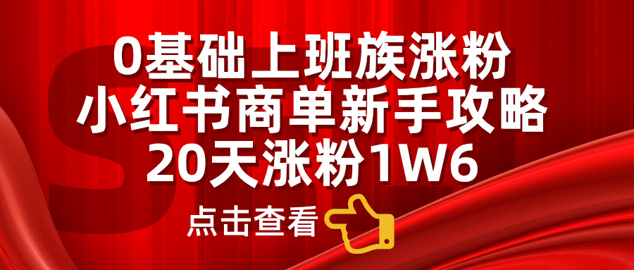 小红书商单新手攻略，20天涨粉1.6w，0基础上班族涨粉 - 智识科技网-智识科技网