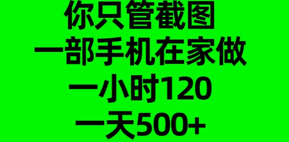 你只管截图，一部手机在家做，一小时120，一天500+ - 智识科技网-智识科技网