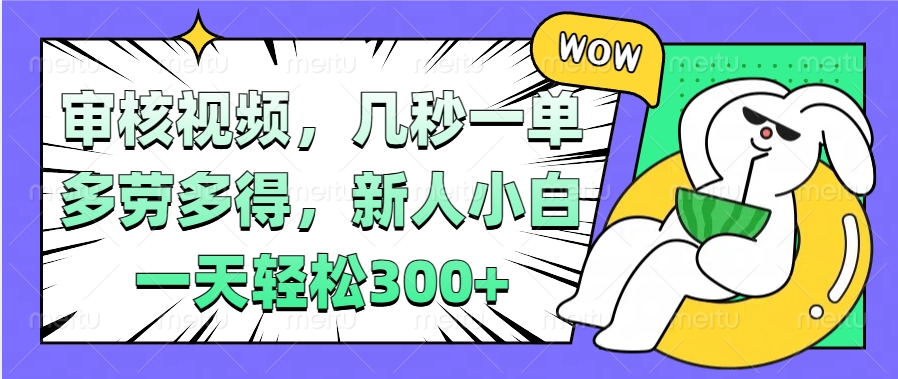 视频审核项目，几秒一单，多劳多得，新人小白一天轻松300+ - 智识科技网-智识科技网