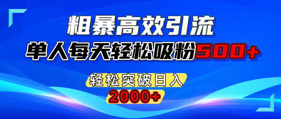 粗暴高效引流,单人每天轻松吸粉500+,轻松突破日入2000+ - 智识科技网-智识科技网