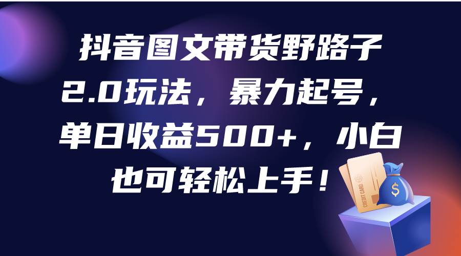 抖音图文带货野路子2.0玩法，暴力起号，单日收益500+，小白也可轻松上手！ - 智识科技网-智识科技网