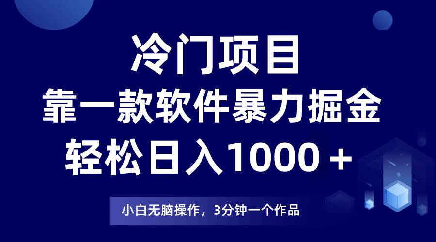 冷门项目，靠一款软件暴力掘金日入1000＋，小白轻松上手第二天见收益 - 智识科技网-智识科技网